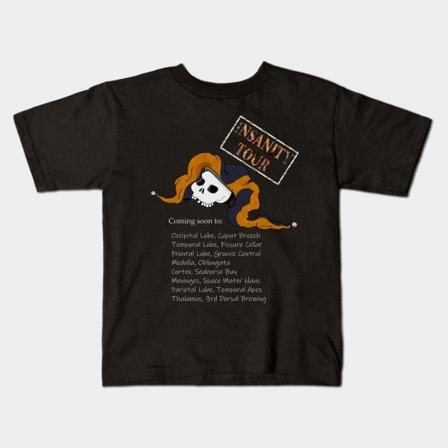 Insane in the Brain (Orange-Grey) T-Shirt Kids T-Shirt by Lunatiki